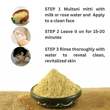 Natural Multani Mitti Stone 200g Fuller's Earth Bentonite Clay for Face Pack Hair Pack Oil Control Acne Removal Skin Detox Tan Removal Natural Skin Care Clay thumbnail 1