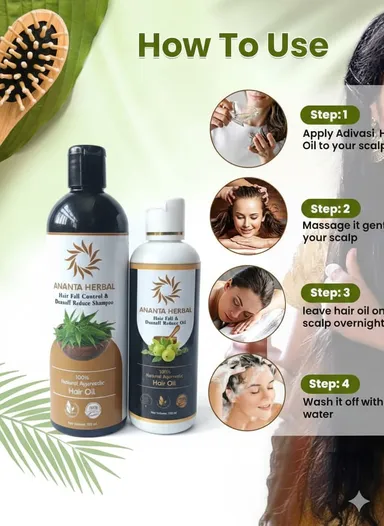 Ananta Herbal Hair Fall Control & Dandruff Reduction Ayurvedic Hair Oil 100ml with Amla Herbal Extract Natural Hair Growth Scalp Nourishing Anti Hair Loss Oil for Men & Women thumbnail 2