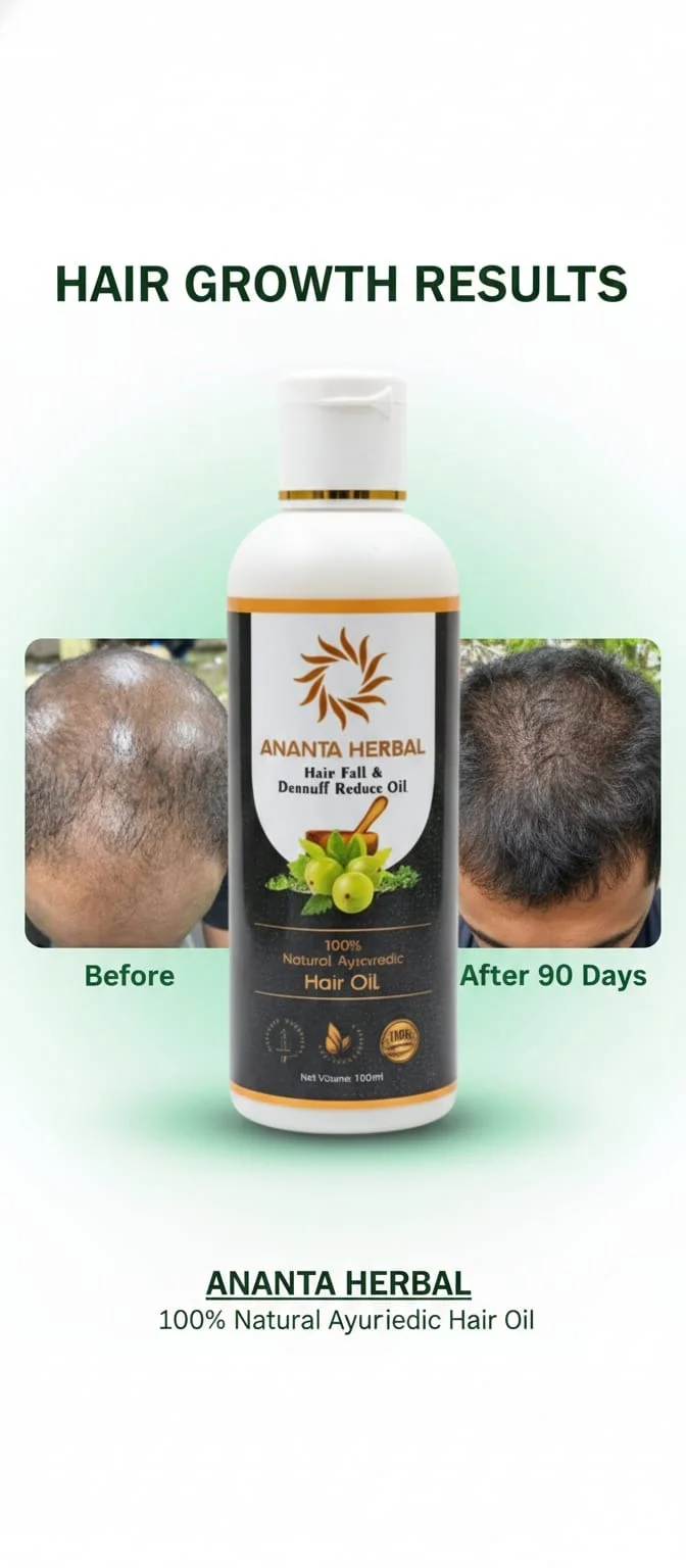 Ananta Herbal Hair Fall Control & Dandruff Reduction Ayurvedic Hair Oil 100ml with Amla Herbal Extract Natural Hair Growth Scalp Nourishing Anti Hair Loss Oil for Men & Women image 5