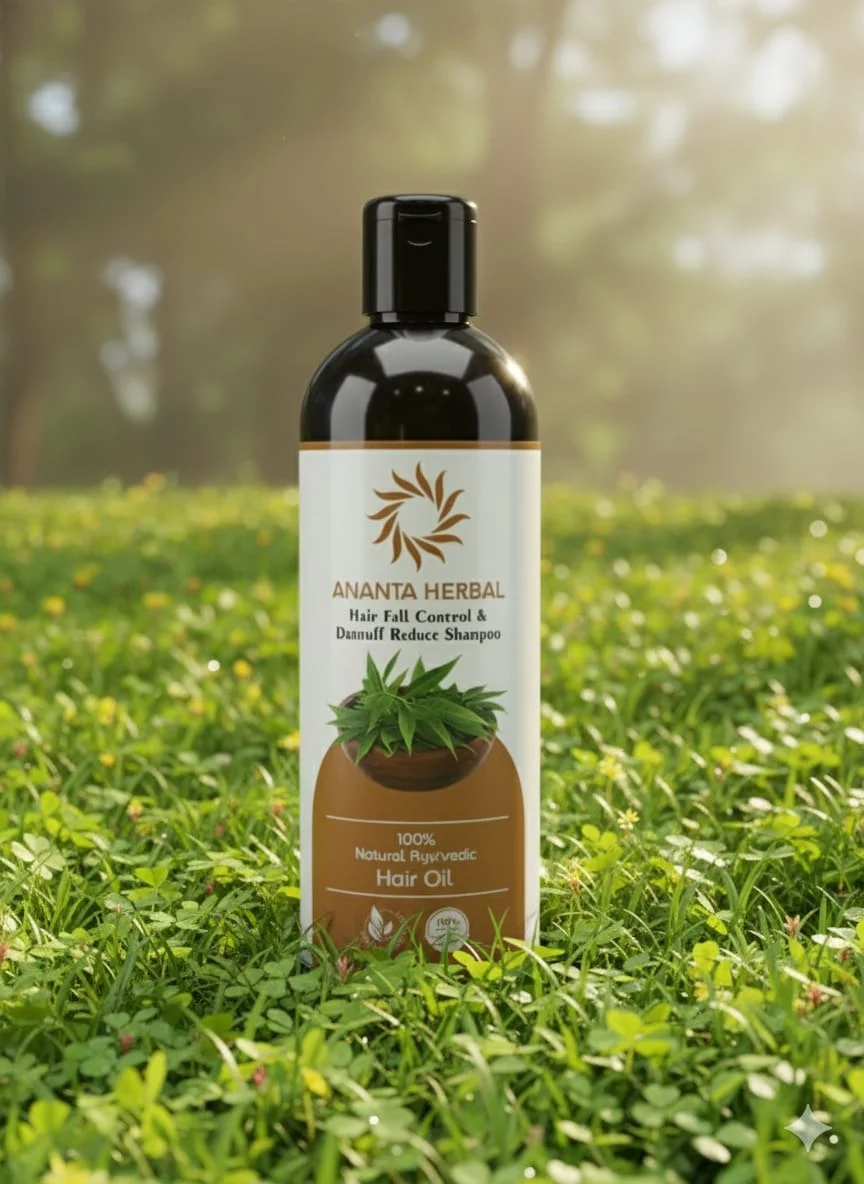 Ananta Herbal Ayurvedic Hair Oil 100 ml Natural Hair Fall Control Oil for Hair Growth Anti Dandruff Scalp Treatment Herbal Hair Regrowth Oil for Men Women Dry Damaged Hair Care image 1