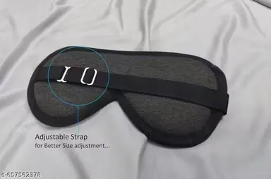 Adjustable Cotton Sleep Eye Mask Super Soft Blindfold Sleeping Mask for Men and Women Light Blocking Travel Eye Mask Comfortable Night Sleep Mask Black thumbnail 1
