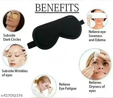 Adjustable Cotton Sleep Eye Mask Super Soft Blindfold Sleeping Mask for Men and Women Light Blocking Travel Eye Mask Comfortable Night Sleep Mask Black thumbnail 2
