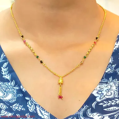 Traditional Gold Plated Mangalsutra Necklace for Women with Black Beads Pendant Chain, Indian Bridal Mangalsutra Jewellery, Daily Wear Wedding Mangalsutra Chain for Married Women thumbnail 1