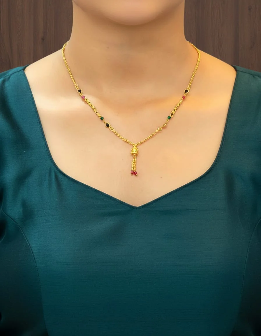 Traditional Gold Plated Mangalsutra Necklace for Women with Black Beads Pendant Chain, Indian Bridal Mangalsutra Jewellery, Daily Wear Wedding Mangalsutra Chain for Married Women image 1