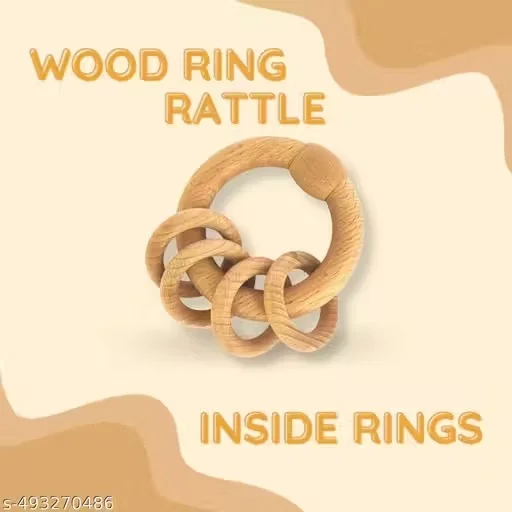 Natural Neem Wood Ring Rattle with Bear Shape Baby Teether Toy for Infants 0–12 Months Organic Chemical Free Wooden Teething Toy BPA Free Eco Friendly Baby Sensory Toy for Gum Relief image 3