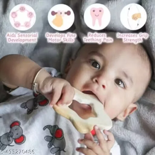 Natural Neem Wood Ring Rattle with Bear Shape Baby Teether Toy for Infants 0–12 Months Organic Chemical Free Wooden Teething Toy BPA Free Eco Friendly Baby Sensory Toy for Gum Relief image 4