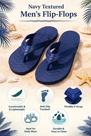 Men Navy Blue EVA Rubber Flip Flops Slippers – Lightweight Anti Slip Beach Thong Sandals Casual Summer Bathroom Daily Wear Slippers for Men Men Navy Blue EVA Rubber Flip Flops Slippers – Lightweight Anti Slip Beach Thong Sandals Casual Summer Bathroom thumbnail 3