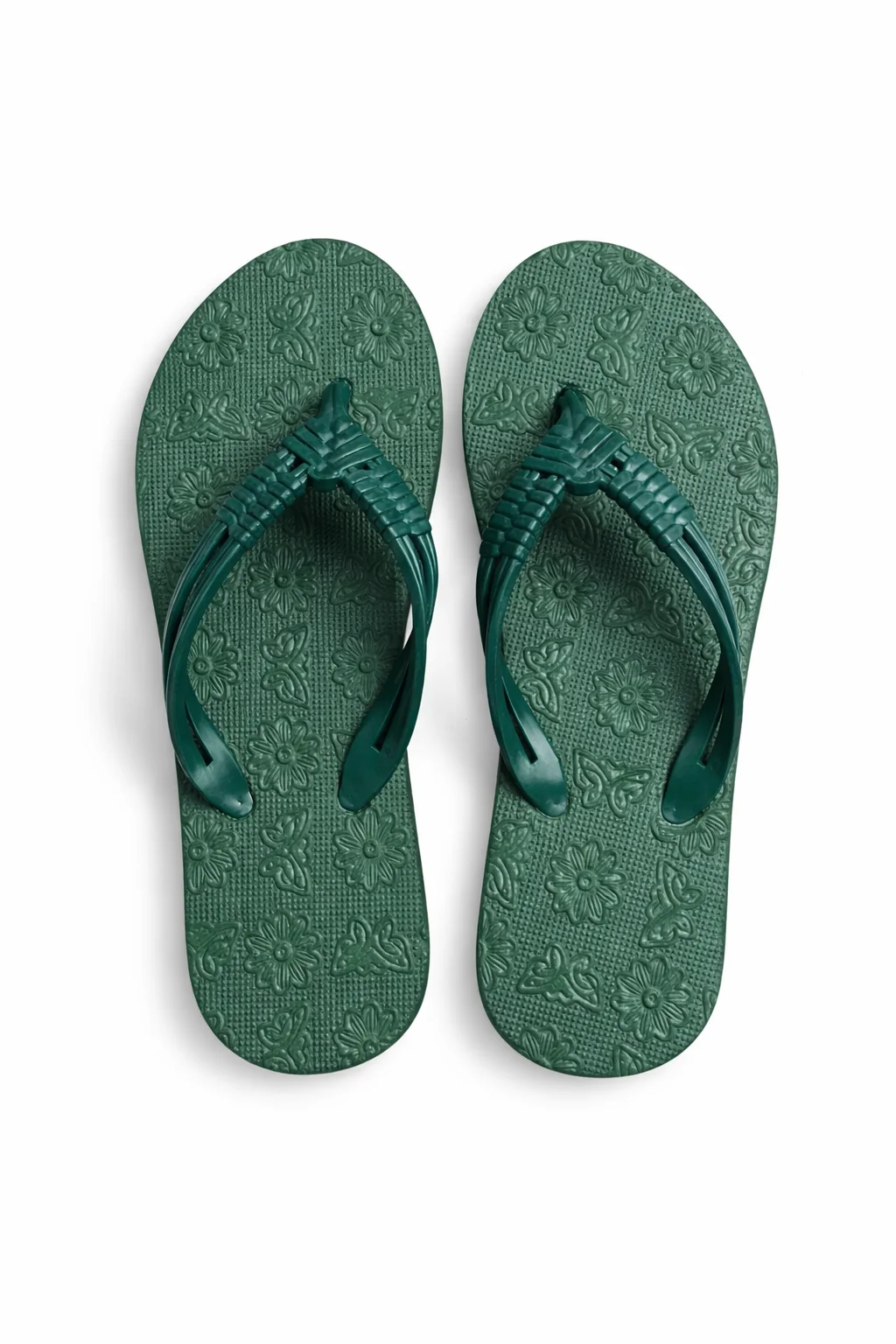 Women Green Rubber Flip Flops Slippers – Floral Pattern Anti Slip EVA Beach Thong Sandals Lightweight Casual Summer Bathroom Daily Wear Slippers for Women Women Green Rubber Flip Flops Slippers – Floral Pattern Anti Slip EVA Beach Thong Sandals Lightw image 1