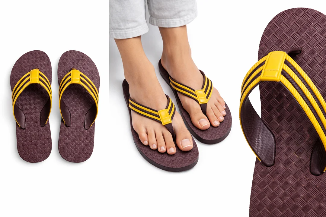 Women Brown Yellow EVA Flip Flops Slippers – Anti Slip Rubber Beach Thong Sandals Lightweight Casual Summer Bathroom Daily Wear Slippers for Women Women Brown Yellow EVA Flip Flops Slippers – Anti Slip Rubber Beach Thong Sandals Lightweight Casual Sum image 3