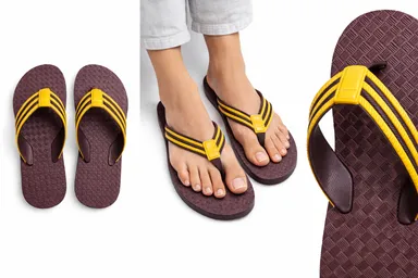 Women Brown Yellow EVA Flip Flops Slippers – Anti Slip Rubber Beach Thong Sandals Lightweight Casual Summer Bathroom Daily Wear Slippers for Women Women Brown Yellow EVA Flip Flops Slippers – Anti Slip Rubber Beach Thong Sandals Lightweight Casual Sum thumbnail 2