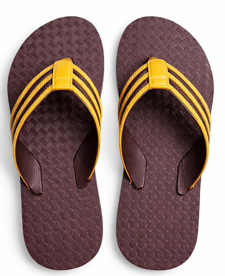 Women Brown Yellow EVA Flip Flops Slippers – Anti Slip Rubber Beach Thong Sandals Lightweight Casual Summer Bathroom Daily Wear Slippers for Women Women Brown Yellow EVA Flip Flops Slippers – Anti Slip Rubber Beach Thong Sandals Lightweight Casual Sum image 1