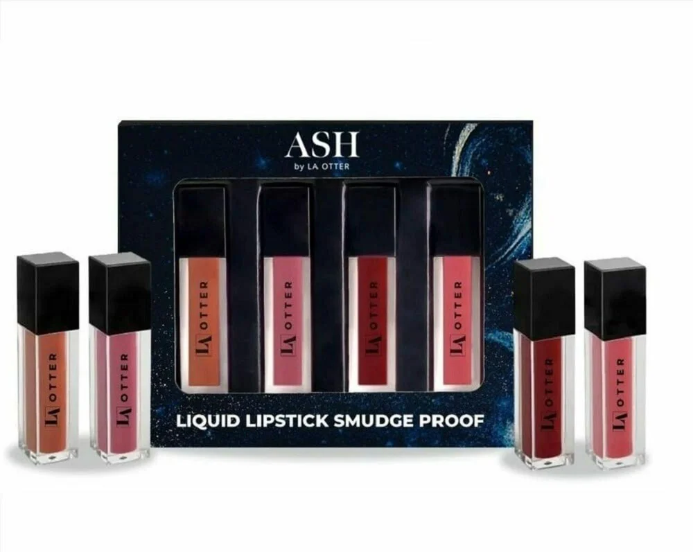 ASH by LA OTTER Mini Matte Lip Color Nutty Nudes 2ml each| Long lasting, Light Weight & Non Transfer Formula| Water & Smudge Proof(Pack of 4) image 1