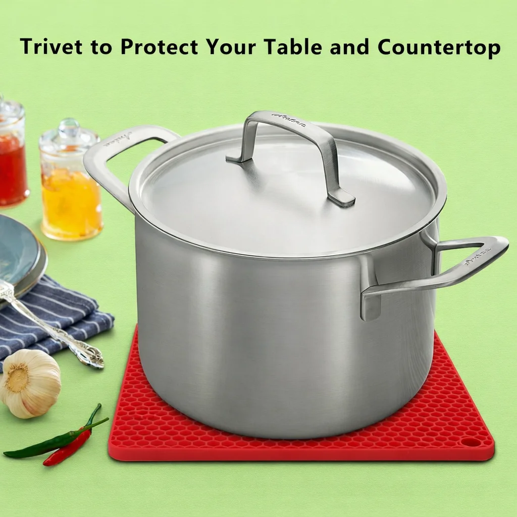 Multipurpose Silicone Trivet Mat (Purple) – 7.2 Inch Heat Resistant Pad for Hot Pots & Pans, BPA Free Non-Slip Kitchen Counter Mat image 2
