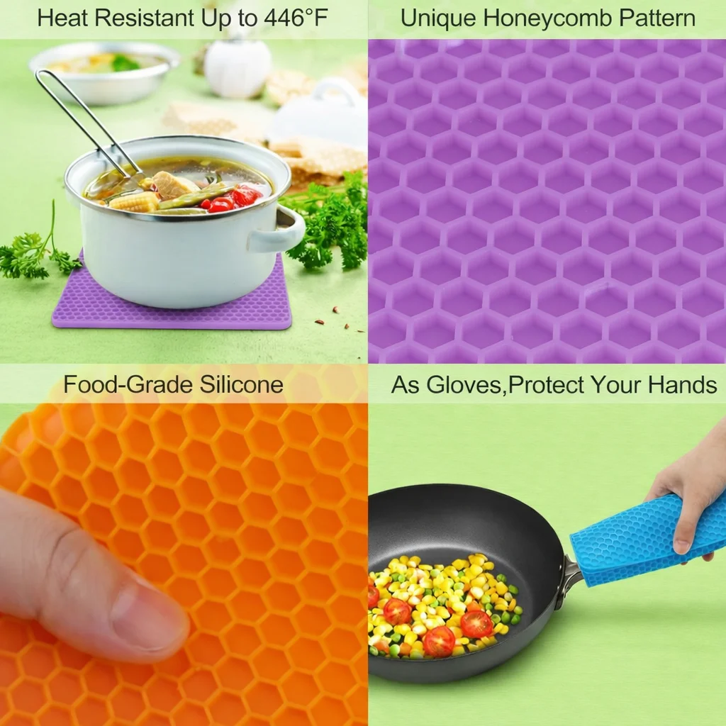 Multipurpose Silicone Trivet Mat (Purple) – 7.2 Inch Heat Resistant Pad for Hot Pots & Pans, BPA Free Non-Slip Kitchen Counter Mat image 3