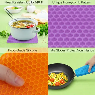 Multipurpose Silicone Trivet Mat (Purple) – 7.2 Inch Heat Resistant Pad for Hot Pots & Pans, BPA Free Non-Slip Kitchen Counter Mat thumbnail 2