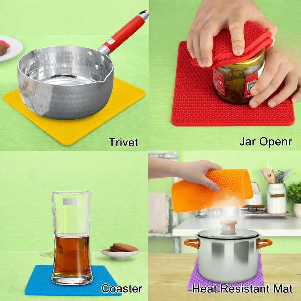 Multipurpose Silicone Trivet Mat (Purple) – 7.2 Inch Heat Resistant Pad for Hot Pots & Pans, BPA Free Non-Slip Kitchen Counter Mat image 5
