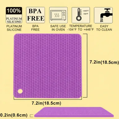 Blue Food Grade Silicone Trivet for Hot Vessels Heat Resistant Non Slip Kitchen Mat Multipurpose Pot Holder Coaster Jar Opener Silicone Kitchen Pad thumbnail 3