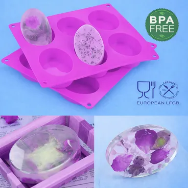 Oval Silicone Soap Mould (Pink) – 6 Cavity Flexible Mold for Handmade Soap, Resin Art & Chocolate thumbnail 3
