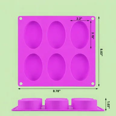 6 Cavity Oval Silicone Soap Making Mold – Pink Food Grade Resin & Chocolate Mold for DIY Crafts thumbnail 2