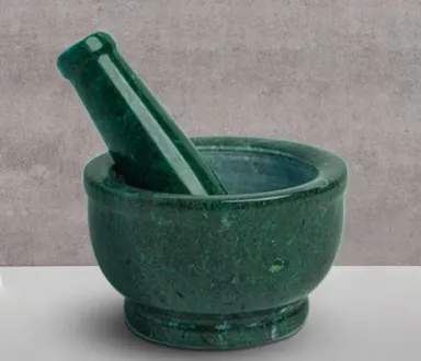 Premium Green Marble Mortar and Pestle Set for Spices Herbs Grinding Kitchen Cooking Indian Masala Stone Bowl Heavy Duty Handheld Herb Grinder Home Ayurveda thumbnail 1