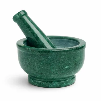 Green Marble Mortar and Pestle Set for Spices and Herbs Traditional Okhli Musal Kharal for Kitchen and Home GrindingPestle Set thumbnail 1