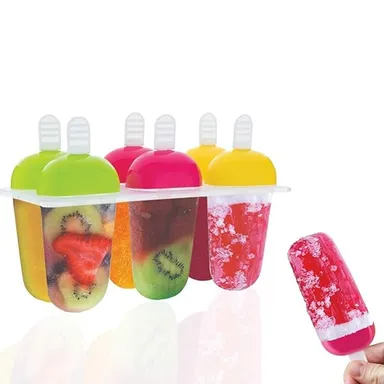 Silicone Ice Cream Popsicle Mould with Lid and Reusable Sticks BPA Free Ice Candy Maker Tray for Kulfi Fruit Pops Ice Lollies Homemade Frozen Dessert Maker for Kids Family 4 Cavity Multicolour thumbnail 1