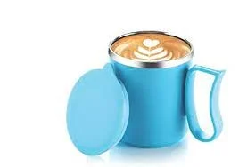 Insulated Stainless Steel Coffee Mug with Lid and Handle Blue Travel Tea Cup Leakproof Thermal Mug for Hot and Cold Drinks Office Home Reusable Beverage Cup image 1