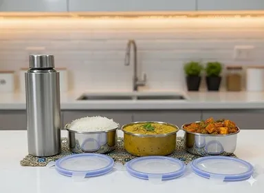 Premium Stainless Steel Insulated Executive Lunch Box Set with Airtight Containers, Water Bottle, and Heavy-Duty Thermal Carry Bag Stainless Steel Insulated Executive Lunch Box Set 1.5 L thumbnail 2