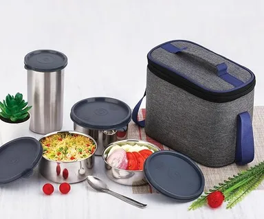 Premium Stainless Steel Insulated Executive Lunch Box Set with Airtight Containers, Water Bottle, and Heavy-Duty Thermal Carry Bag Stainless Steel Insulated Executive Lunch Box Set 9 L thumbnail 1