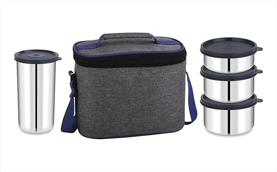 Premium Stainless Steel Insulated Executive Lunch Box Set with Airtight Containers, Water Bottle, and Heavy-Duty Thermal Carry Bag Stainless Steel Insulated Executive Lunch Box Set 9 L image 3