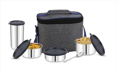 Premium Stainless Steel Insulated Executive Lunch Box Set with Airtight Containers, Water Bottle, and Heavy-Duty Thermal Carry Bag Stainless Steel Insulated Executive Lunch Box Set 9 L thumbnail 0