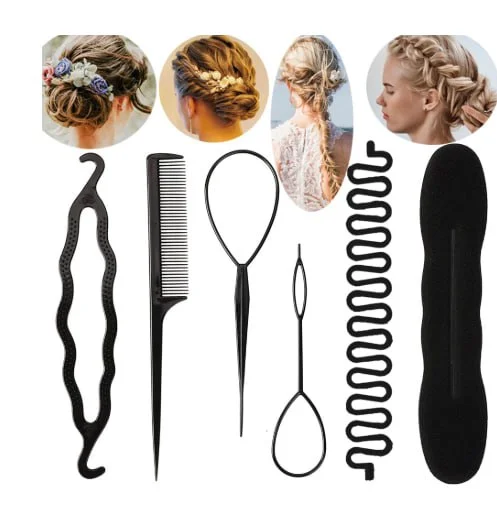 Hair Braiding Styling Tool Set for Women Girls DIY French Braid Maker Kit Hair Loop Tool Topsy Tail Styling Comb Bun Maker Braider Accessories Salon Hair Styling Kit image 1