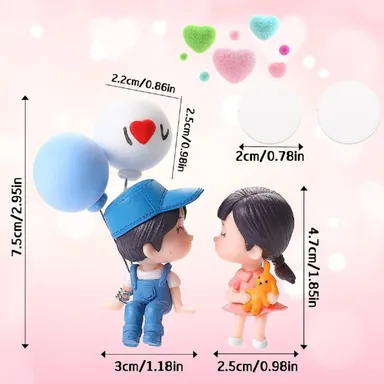 Cute Couple Car Dashboard Decoration Mini Romantic Doll Car Interior Ornament Balloon Couple Figurine Dashboard Showpiece Car Decor Accessory for Gift and Car Styling thumbnail 3