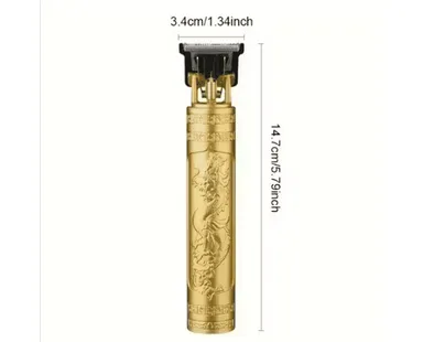 VINTAGE T9 Professional Hair Clipper, Gold Metal Body Beard Trimmer with USB Charging, Adjustable Blade, 4 Guide Combs, Cleaning Brush thumbnail 1