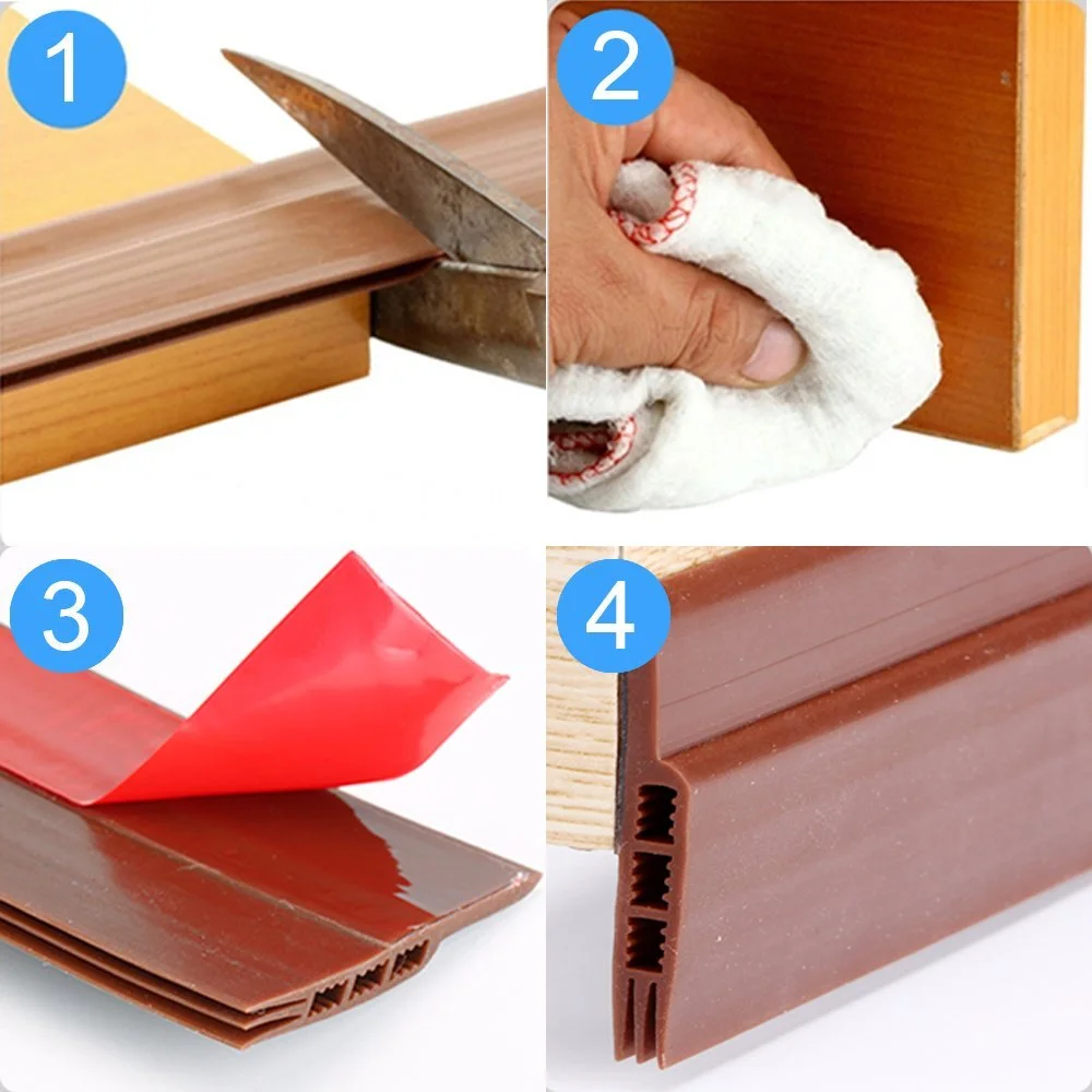 Self Adhesive Door Bottom Seal Strip Weather Stripping Door Draft Stopper Soundproof Dust Proof Insect Blocker Door Gap Sealing Strip for Home Doors Windows image 3