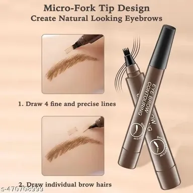 Waterproof Microblading Eyebrow Pen Brown 4 Tip Fork Eyebrow Tattoo Pen Natural Hair Stroke Brow Pencil Smudge Proof Long Lasting Eyebrow Makeup for Women thumbnail 3