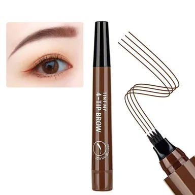 Waterproof Microblading Eyebrow Pen Brown 4 Tip Fork Eyebrow Tattoo Pen Natural Hair Stroke Brow Pencil Smudge Proof Long Lasting Eyebrow Makeup for Women thumbnail 4