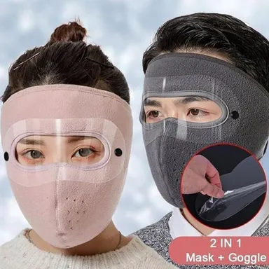 Winter Face Mask with Transparent Eye Shield Anti Fog Cold Protection Mask Windproof Thermal Face Cover Cycling Ski Snow Mask Outdoor Winter Protection Mask thumbnail 2