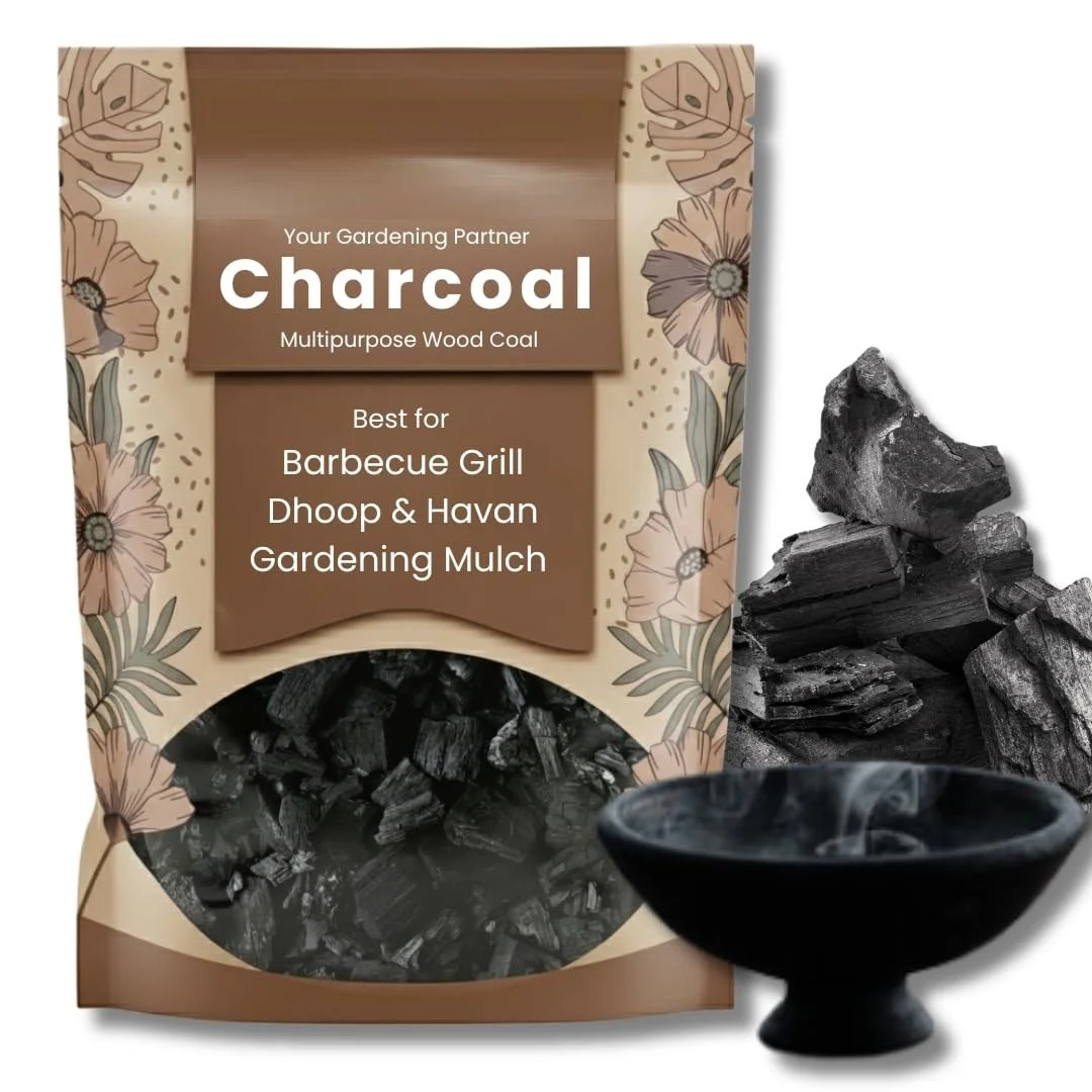 Natural Wood Charcoal Multipurpose Coal for Barbecue Grill Dhoop Havan Gardening Soil Charcoal Lump BBQ Fuel Activated Charcoal Pieces for Home and Outdoor Cooking image 1