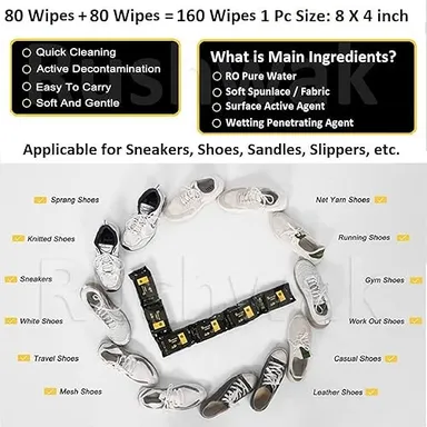 Shoe Cleaning Wet Wipes Sneaker Cleaning Wipes Instant Shoe Cleaner Tissue Gentle Formula Leather Canvas Shoe Cleaning Wipes Portable Sneaker Care Wipes thumbnail 1