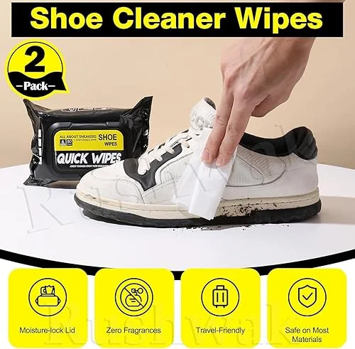 Shoe Cleaning Wet Wipes Sneaker Cleaning Wipes Instant Shoe Cleaner Tissue Gentle Formula Leather Canvas Shoe Cleaning Wipes Portable Sneaker Care Wipes image 3