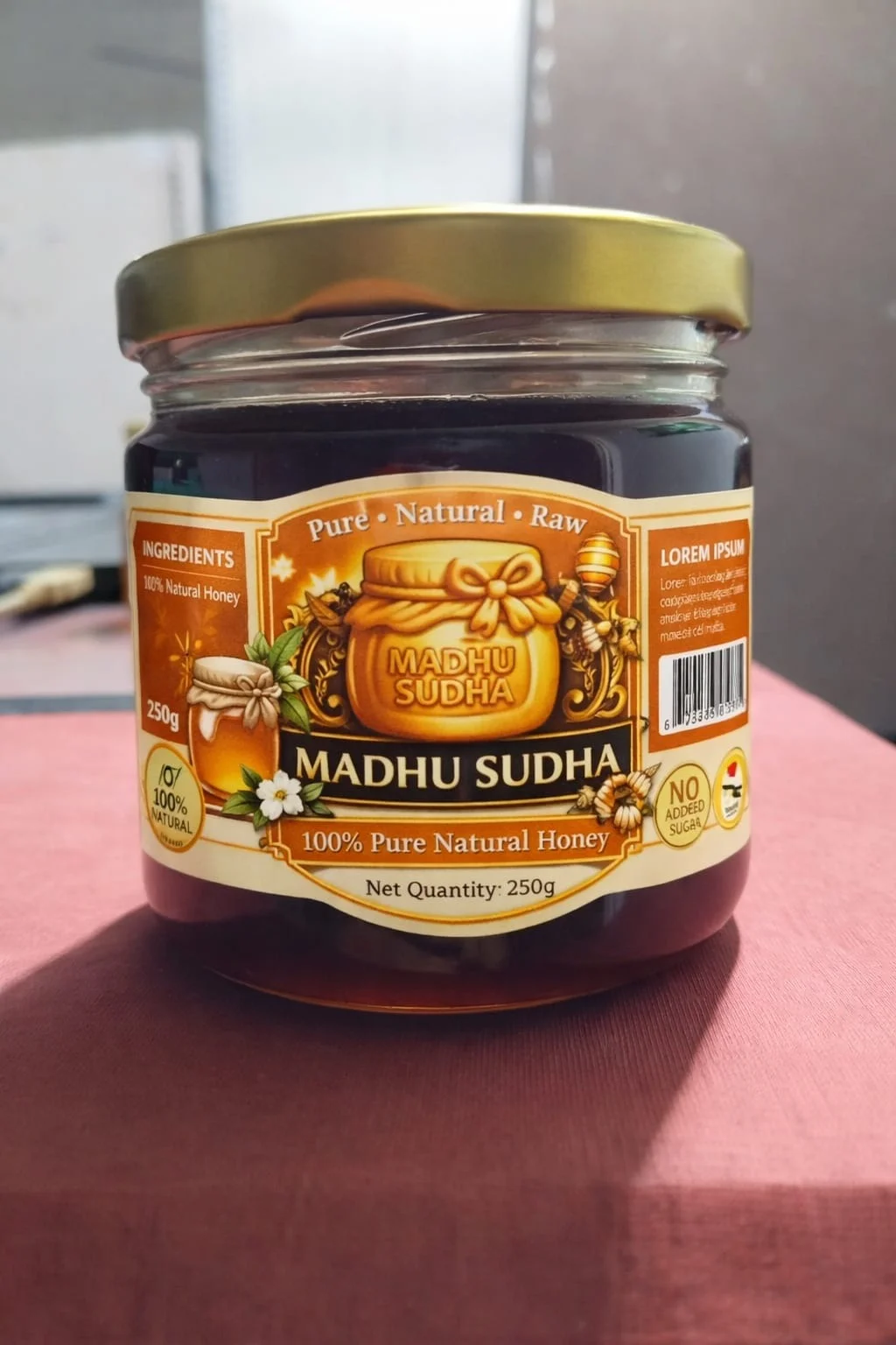 Madhu Sudha 100% Pure Natural Raw Honey 250g Glass Jar No Added Sugar Unprocessed Natural Honey for Immunity Digestion Ayurvedic Health Sweetener image 1