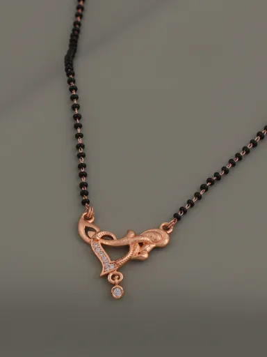 Traditional Black Beads Mangalsutra Necklace for Women Gold Plated Heart Pendant Mangalsutra Chain with American Diamond Bridal Wedding Jewellery Daily Wear Mangalsutra Necklace thumbnail 1