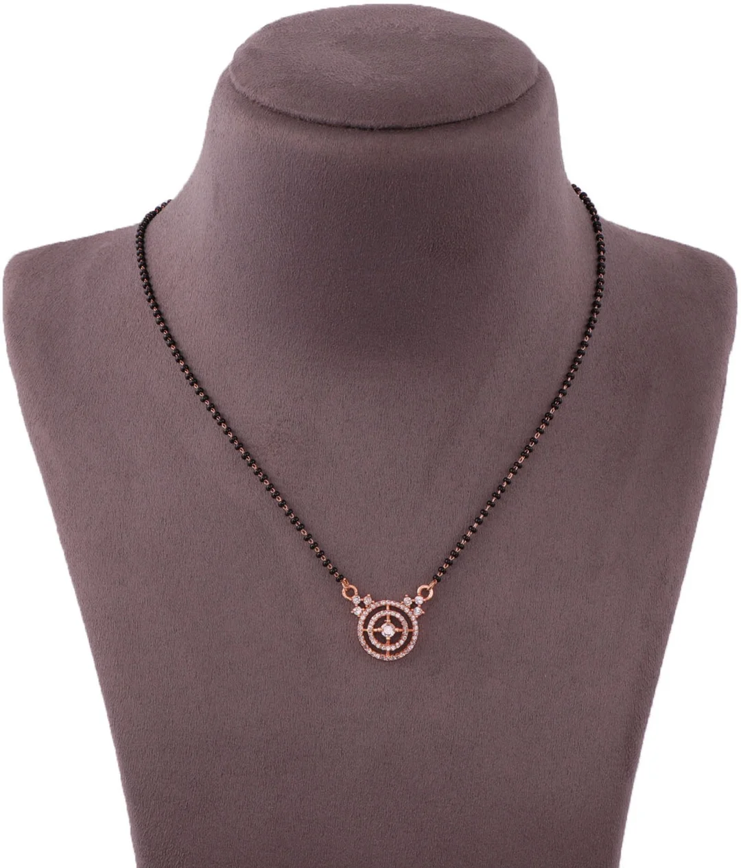 Traditional Black Bead Mangalsutra Necklace for Women Rose Gold Plated CZ Diamond Pendant Mangalsutra Chain Indian Bridal Jewellery Daily Wear Mangalsutra Necklace image 3