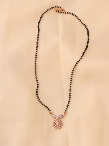 Traditional Black Bead Mangalsutra Necklace for Women Rose Gold Plated CZ Diamond Pendant Mangalsutra Chain Indian Bridal Jewellery Daily Wear Mangalsutra Necklace thumbnail 3