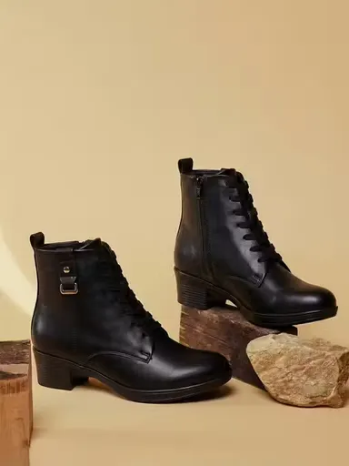 Womens Black Ankle Length Zip Boots Low Heel Fashion Booties Comfortable Casual Formal Office Winter Boots Synthetic Leather Side Zip Ladies Footwear Womens Black Ankle Length Zip Boots Low Heel Fashion Booties Comfortable Casual Formal Office Winter Boot thumbnail 0