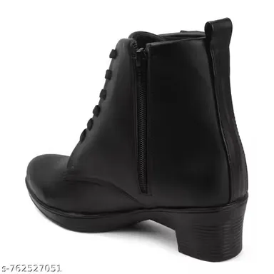 Womens Black Ankle Length Zip Boots Low Heel Fashion Booties Comfortable Casual Formal Office Winter Boots Synthetic Leather Side Zip Ladies Footwear Womens Black Ankle Length Zip Boots Low Heel Fashion Booties Comfortable Casual Formal Office Winter Boot thumbnail 3