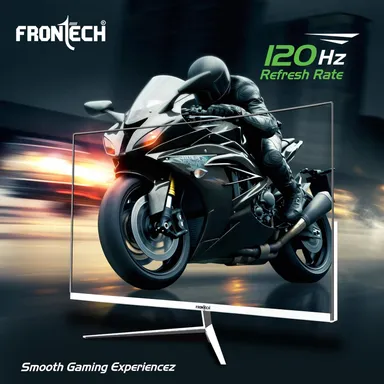 FRONTECH Ultima Series 27 Inch Curved LED Monitor| Refresh Rate 120Hz|3500R Curve| Full HD 1080p| Built in Speaker | Bezel Less Design | HDMI & VGA Ports (MON-0085, White) thumbnail 3
