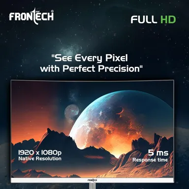 FRONTECH Ultima Series 27 Inch Curved LED Monitor| Refresh Rate 120Hz|3500R Curve| Full HD 1080p| Built in Speaker | Bezel Less Design | HDMI & VGA Ports (MON-0085, White) thumbnail 4