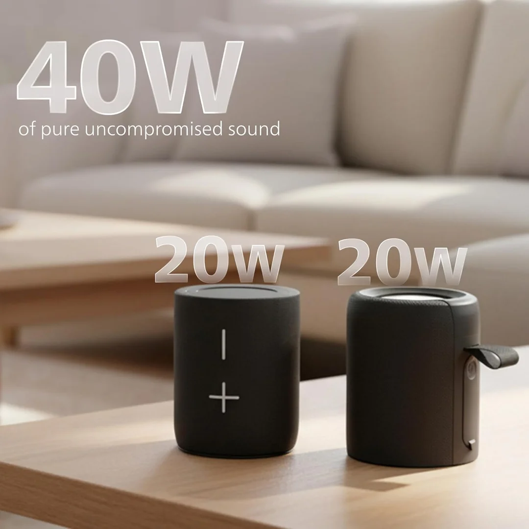 Philips TAS4400BK/94 Wireless Bluetooth Speaker, 40W, 8H Playtime, 52mm Driver, IPX4 Resistant, LED Indicator, 3600mAh Battery, USB-C Charging, TWS/AUX/TF Input image 4